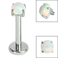 Titanium Internally Threaded Labrets 1.2mm - Titanium Claw Set Round Synth Opal