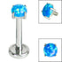 Titanium Internally Threaded Labrets 1.2mm - Titanium Claw Set Round Synth Opal