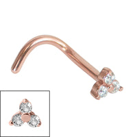 Steel Claw Set Jewelled Trinity Nose Stud