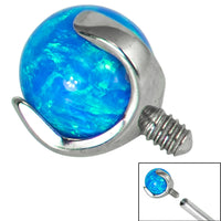 Titanium Claw Set Opal Ball for Internal Thread shafts in 1.6mm. Also fits Dermal Anchor