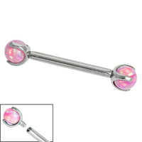 Titanium Internally Threaded Barbells 1.6mm - Titanium Claw Set Opal Balls
