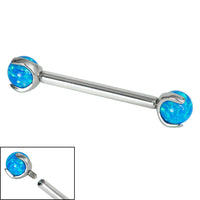 Titanium Internally Threaded Barbells 1.6mm - Titanium Claw Set Opal Balls