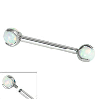Titanium Internally Threaded Barbells 1.6mm - Titanium Claw Set Opal Balls
