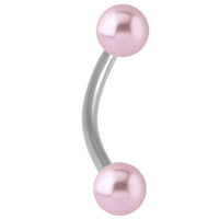 Steel Curved Bar with Acrylic Pearl Balls 1.6mm