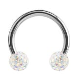 Steel Circular Barbell (CBB) (Horseshoes) with Glitzy Balls 1.2mm