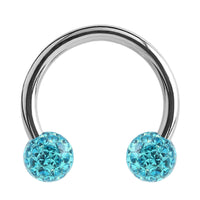 Steel Circular Barbell (CBB) (Horseshoes) with Glitzy Balls 1.2mm