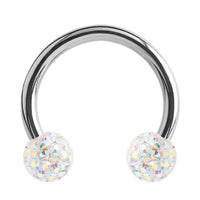 Steel Circular Barbell (CBB) (Horseshoes) with Glitzy Balls 1.2mm