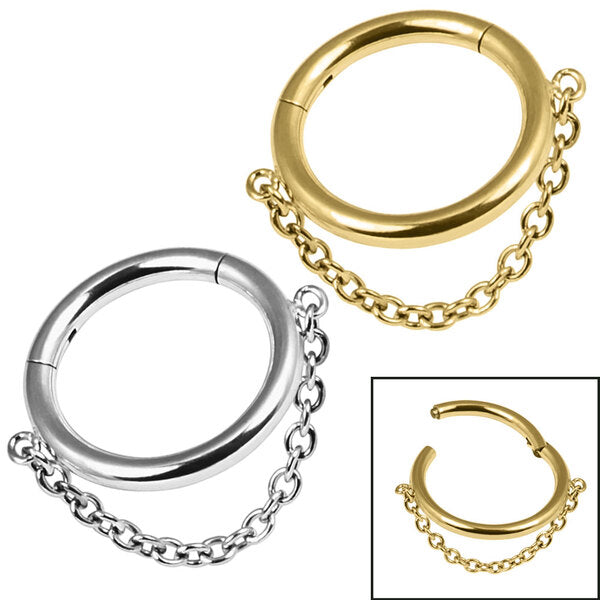 Titanium Orbit Single Chain Hinged Clicker Ring – TDi Body Jewellery
