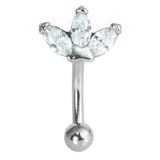Steel 3 Jewel Marquise Fan Micro Curved Bar 1.2mm