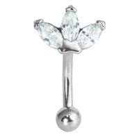 Steel 3 Jewel Marquise Fan Micro Curved Bar 1.2mm