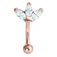 Steel 3 Jewel Marquise Fan Micro Curved Bar 1.2mm