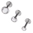 Steel Triple Piercing - Internally Threaded Jewelled Disk Labrets 1.2mm