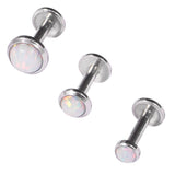Steel Triple Piercing - Internally Threaded Opal Disk Labrets 1.2mm