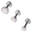 Steel Triple Piercing - Internally Threaded Opal Disk Labrets 1.2mm