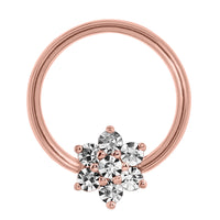 Steel BCR with Steel Claw Set Jewelled Flower - Nipple Ring