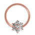 Steel BCR with Steel Claw Set Jewelled Flower - Nipple Ring