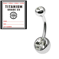 Sterile Titanium Double Jewelled Belly Bars