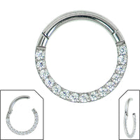 Steel Pave Set Eternity Hinged Clicker Ring