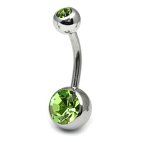 Titanium Double Jewelled Belly Bars 8mm Mirror Polish