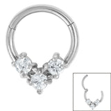 Steel Claw Set Jewelled Triangle Hinged Clicker Ring