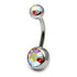 Titanium Double Jewelled Belly Bars 8mm Mirror Polish