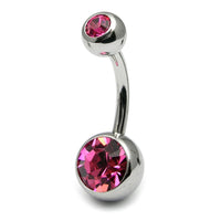 Titanium Double Jewelled Belly Bars 10mm Mirror Polish