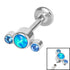 Titanium Internally Threaded Labrets 1.2mm - Infinity Titanium 3 Bezel Set Opal and Jewelled Crescent