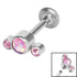 Titanium Internally Threaded Labrets 1.2mm - Infinity Titanium 3 Bezel Set Opal and Jewelled Crescent