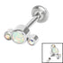 Titanium Internally Threaded Labrets 1.2mm - Infinity Titanium 3 Bezel Set Opal and Jewelled Crescent