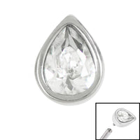 Steel Bezel Set Jewelled Pear for Internal Thread shafts in 1.2mm