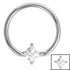 Steel BCR with Steel Claw Set Jewelled Diamond Square - Nipple Ring