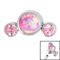 Titanium (Infinity) Bezel Set 3 Opal and Jewels Crescent for Internal Thread shafts in 1.2mm