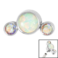 Titanium (Infinity) Bezel Set 3 Opal and Jewels Crescent for Internal Thread shafts in 1.2mm