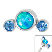 Titanium (Infinity) Bezel Set 3 Opal and Jewels Crescent for Internal Thread shafts in 1.2mm
