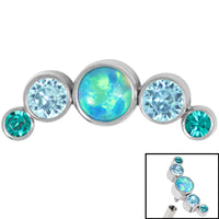 Titanium (Infinity) Bezel Set 5 Opal and Jewels Crescent for Internal Thread shafts in 1.2mm