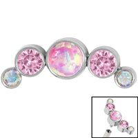 Titanium (Infinity) Bezel Set 5 Opal and Jewels Crescent for Internal Thread shafts in 1.2mm