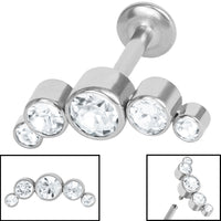 Titanium Internally Threaded Labrets 1.2mm - Infinity Titanium 5 Bezel Set Jewelled Crescent