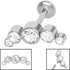 Titanium Internally Threaded Labrets 1.2mm - Infinity Titanium 5 Bezel Set Jewelled Crescent