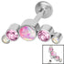 Titanium Internally Threaded Labrets 1.2mm - Infinity Titanium Bezel Set 5 Opal and Jewelled Crescent