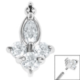 Steel Claw Set CZ Marquise Jewelled Asia Trinity for Internal Thread shafts in 1.2mm