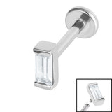 Titanium Internally Threaded Labrets 1.2mm - Steel Channel Set Baguette Cut Jewel