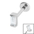 Titanium Internally Threaded Labrets 1.2mm - Steel Channel Set Baguette Cut Jewel