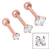 Steel Triple Piercing - Claw Set Jewelled Micro Bars 1.2mm