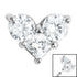 Steel Claw Set CZ Trio Jewelled Heart for Internal Thread shafts in 1.2mm
