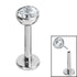 Titanium Threadless Labrets - Titanium (Bend/Push fit) Bezel Set Jewelled Balls 1.2mm Gauge