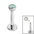 Titanium Threadless Labrets - Titanium (Bend/Push fit) Bezel Set Jewelled Balls 1.0mm Gauge