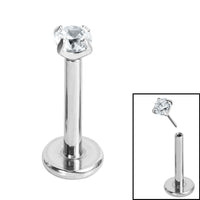 Titanium Threadless Labrets - Titanium (Bend-fit) Claw Set CZ Jewels 1.2mm Gauge - 5-7mm length