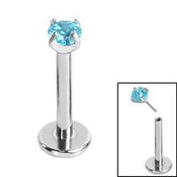 Titanium Threadless Labrets - Titanium (Bend-fit) Claw Set CZ Jewels 1.2mm Gauge - 8-10mm length