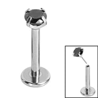 Titanium Threadless Labrets - Titanium (Bend-fit) Claw Set CZ Jewels 1.0mm Gauge - 7-8mm length