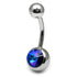 Titanium Single Jewelled Belly Bars 8mm Mirror Polish